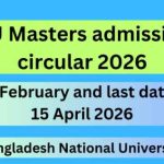NU Masters admission circular 2026