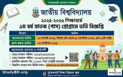 ডিগ্রী ২০২৫-২০২৬ শিক্ষাবর্ষে ১ম বর্ষ স্নাতক (পাস) ভর্তি বিজ্ঞপ্তি