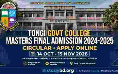 Tongi Govt College Masters Final Admission 2024-25 Circular